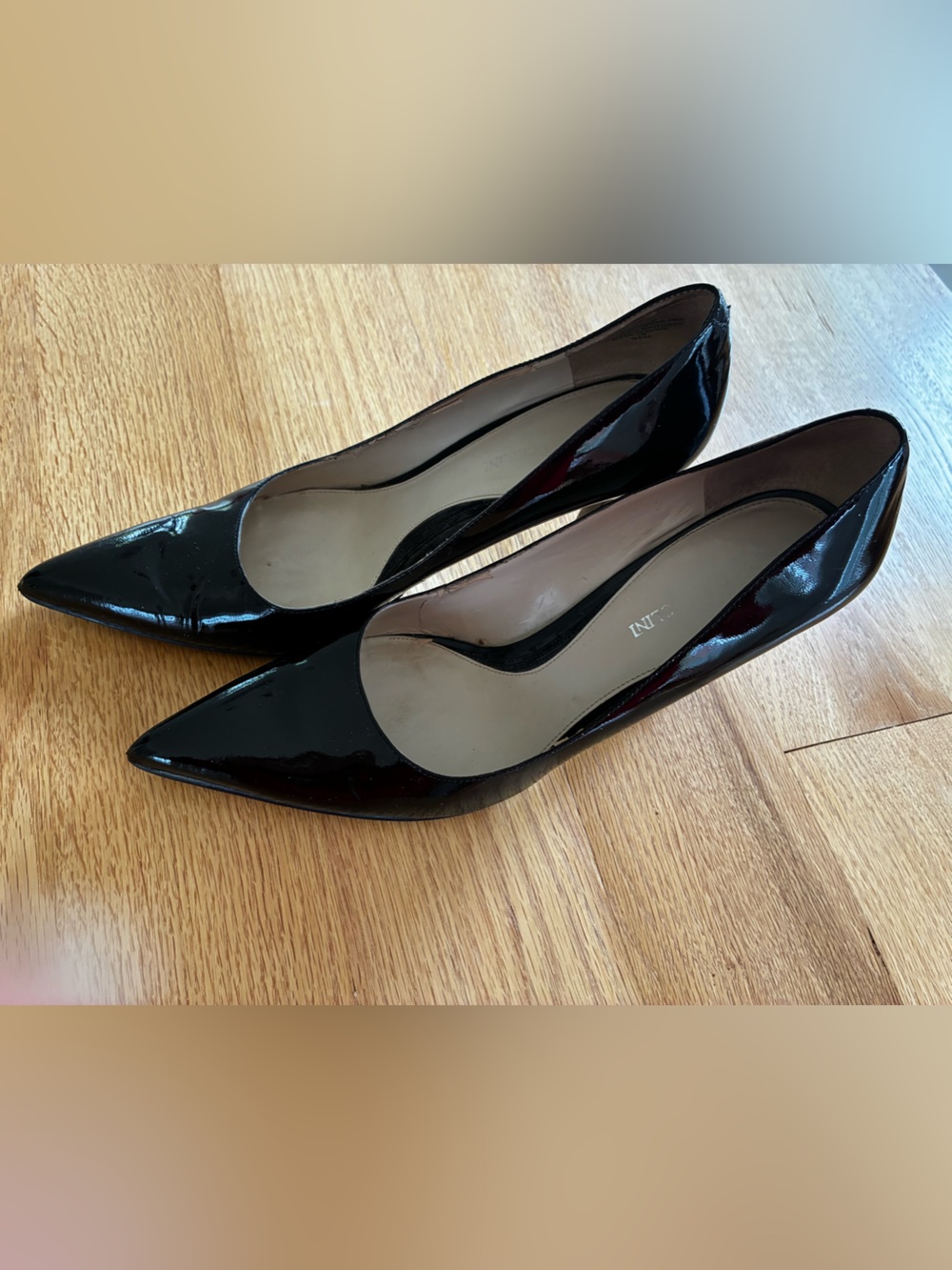 Enzo Angiolini Black Patent Pointed Toe Pumps